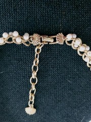 Vintage Richelieu Signed Faux Pearls Gold Choker Necklace 16-18″ ~ S7