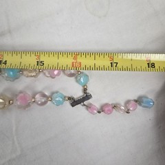 Vintage Double Strand Lucite Necklace Pastel Cotton Candy Pink Blue Hong Kong