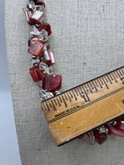 Vintage Black Twist Glass Seed Bead Dyed Shell Quartz Beaded Collar Necklace