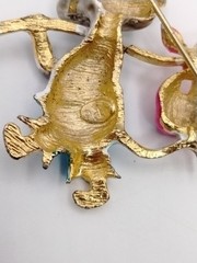 Vintage Lind Gal LG Enamel Mouse Brooch Gold Tone Running Away