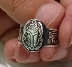 925 Sterling Silver Pharaoh Ring, Antique Beetle Free Size, Egyptian Silver Ring