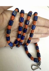 925 DTR Sterling Silver Lapis and Coral Beaded 2-Strand Necklace!