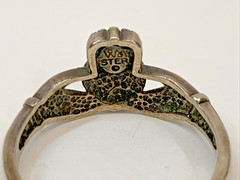 Vintage Wheeler Sterling Silver Abalone Claddagh Hearts in Hands Ring Size 9.75