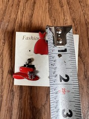 Red Hat Society Style Women’s Charm Bracelet + Earrings + Pin Set