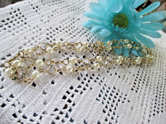 28″ CRYSTAL FAUX PEARL NECKLACE BY MEDICI TWO SISTERS VINTAGE