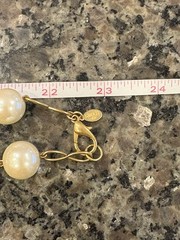 Carol Lee Vintage Faux Pearl Necklace Gold Tone Chain