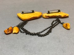 NATURAL OLD ANTIQUE YELLOW BUTTERSCOTCH BALTIC AMBER BROOCH 18,0 gr