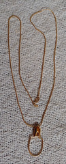 Vintage MONET Signed Necklace Charm Holder Polished Goldtone w/30″ MONET Chain