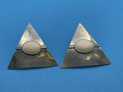 Vintage Barbara Sucherman Sterling Silver Triangle Modernist Earrings 9.6 Grams