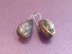 RARE Rock Crystal Silver Earrings, Vintage Very Big Rock Crystal Silver Earrings