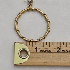 Vintage Gold Tone Twisted Wire Rope Dangle Hoop Earrings Large Statement Retro