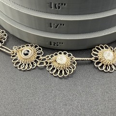 Vintage Filigree Necklace Bracelet Earrings Open Work Rhinestones 7” 19”