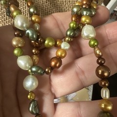 Vintage 70″ Earth-Tone Freshwater Baroque Pearl Opera Length Necklace No Clasp