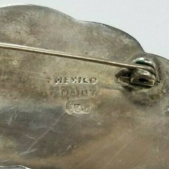 Sterling Silver 925 Mexico TM-107 Turtle Brooch with Abalone Inlay -9.6 grams