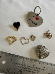 Lot Of Heart-shaped Jewelry Pendant Brooch Keychain Enamel Rhinestone Pearl