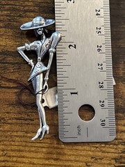Sterling Silver 925 Fashionable Deco Lady Brooch 2 1/2 inches 9.4 grams