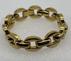 Vintage 1980s Bracelet Chunky Bold Chic Geometric Gold-Tone Metal Links Unsigned