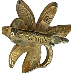 Vintage Green Leaves Pin 1768 and Clip On Earrings 2768 Brooch Pin Jewelry