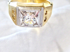 RARE 14k K YELLOW GOLD FILLED NEW OLD STOCK 70’S SIZE 12.75 SOLITAIRE RING