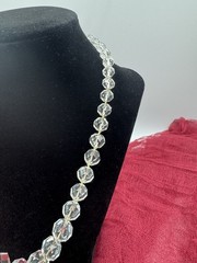 Vintage Sterling Silver Rock Crystal Graduated Hand Knotted Necklace 19”