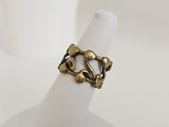 VTG Brutalist Modernist Brass Abstract Drippy Free Form Wide Band Ring 6 1/2