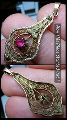 10k Lavalier Pendant & VVS 0.24ct Diamond 🔥 Modified Reclaimed Antique 🔥 VIDEO