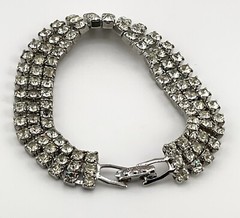 VINTAGE ROYALE GEMS MAN-MADE DIAMOND 3-ROW BRACELET – 6.75″ WITH BOX SPARKLY!