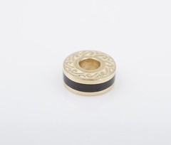 14k Yellow Gold Onyx LifeSaver Storywheel Charm 0.4″ 10.3mm Nancy Brown CHS2086A
