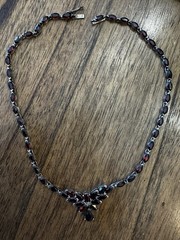 Vintage 925 Sterling Silver Garnet (deep red) Necklace Earrings Set