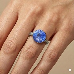 7.50ct.Platinum Vintage Filigree Engagement Ring Natural Blue Sapphire Round Cut