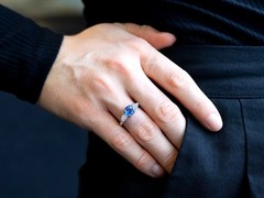 Vintage 1.83Ct Sapphire and 0.66Ct Pear Diamond Platinum Ring Circa 1980