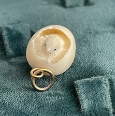 Hatching Egg Chick Charm Hand Carved 1/2″ realy cool detailed carving