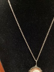 Antique Cameo Necklace 800 Silver Frame With Marcasite Stones Missing One Stone