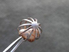 Granite with Iron Ore Veins in ‘Rusted’ Cage Vintage Silvertone Pendant 1.8g