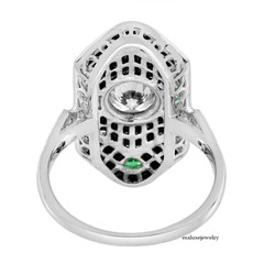Vintage Art Deco Style Lab Created Diamond Engagement 14K White Gold Finish Ring