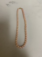 Vintage Pink Pearl 0.6mm Strung Necklace W/ Gold Barrel Clasp 16”