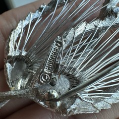 Vintage Boucher Brooch Pin 3.1 Inch Detailed Open Wire Work Leaves Silver Signed
