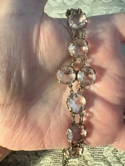 Antique Victorian Baby Pink Paste Bracelet Mixed Metals 7 Inches