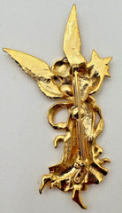 FAIRY/ ANGEL WITH IRIDESCENT STAR GOLDTONE BROOCH/ PIN SIGNED JJ 3″ TALL
