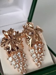 Vintage 1990-s 14 Ct Rolled Gold Large Zircons Earrings-Hallmarked 585 RG