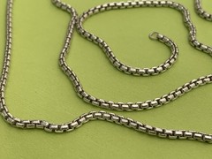 Vintage 925 Italy Sterling Silver Venetian Box Link Chain Necklace 32 In