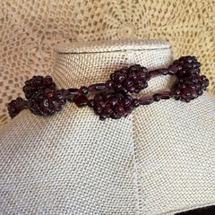 Vintage Garnet Grape Cluster Beaded Necklace 18″ Hang Continuous No Clasp