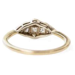 Art Deco Style Princess Cut Lab Created Diamond 14K White Gold FN Wedding Ring