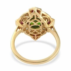 3.45Ct Art Deco Style Green Lab Created Emerald Engagement 14K Gold Finish Ring