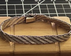 Woman’s Vintage Sterling Silver Mesh Bangle Bracelet TJ19 Mex 925, 7.5” 23 G