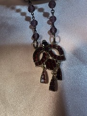 Antique Victorian Bohemian Czech Garnet Amethyst Necklace Signed *AS IS see pics