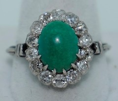 Antique Platinum Turquoise Diamond Halo Ring