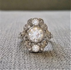 Art Deco Style 2.5Ct Round Cut Lab Created Diamond 925 Silver Engagement Ring