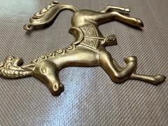 Lot 4 Vintage Solid Brass Carousel Horse Large Stampings 46mm Jewelry Finding