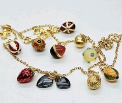 Joan Rivers Faberge Egg Necklace Collection 13 Different Vintage Charms 28 in